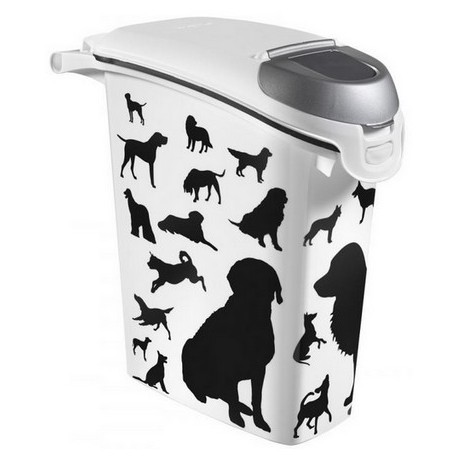 Curver Pet Life Pojemnik na psią karmę - białoczarny z psami 10kg