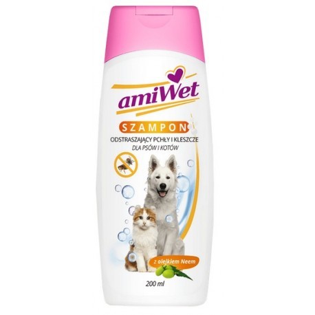 Amiwet Szampon odstraszający pchły i kleszcze dla psa i kota 200ml