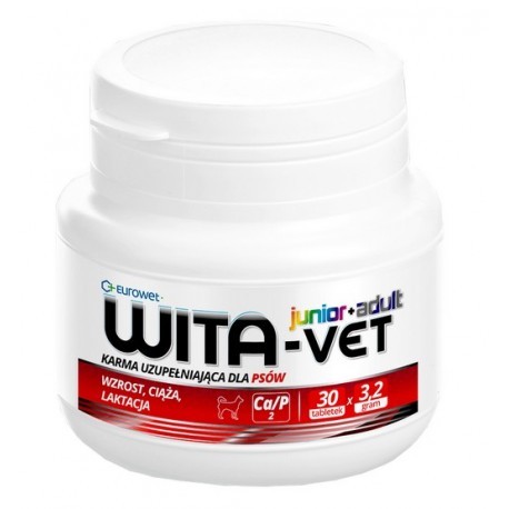 Wita-Vet Junior+Adult CA/P 2 3,2g 30tabl. - preparat witaminowy dla ciężarnych suk i szczeniąt