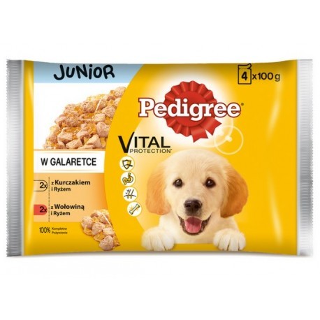 Pedigree Junior Wołowina/Kurczak z ryżem 4x100g