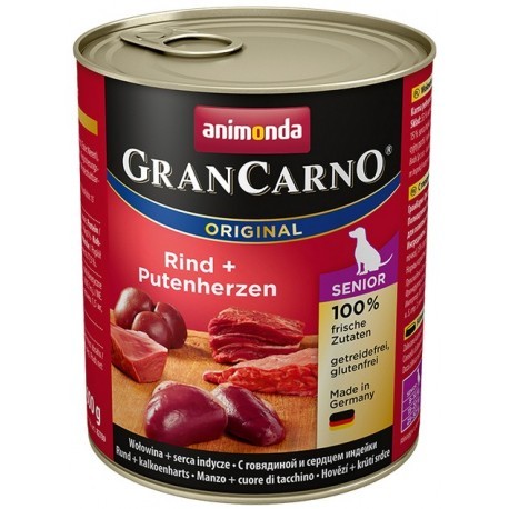 Animonda GranCarno Senior Rind Putenherzen Wołowina + Serca Indyka puszka 800g
