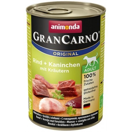 Animonda GranCarno Adult Rind Kaninchen Krautern Wołowina + Królik z Ziołami puszka 400g