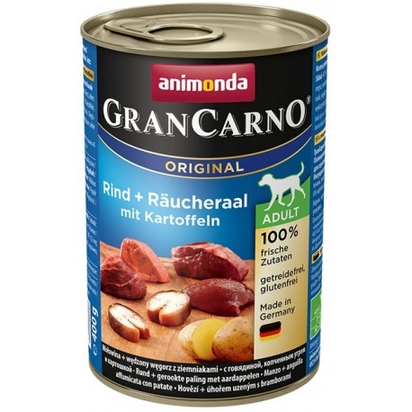 Animonda GranCarno Adult Rind Raucheraal Kartoffeln Wołowina, Węgorz + Ziemniaki puszka 400g