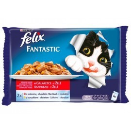 Felix Fantastic Wybór Mięs (wołowina+kurczak) w galaretce saszetka 4x100g