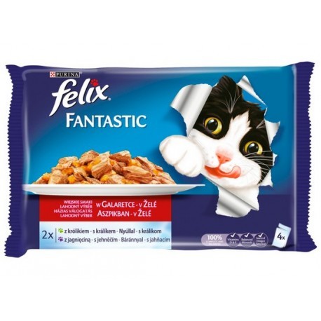 Felix Fantastic Wybór Mięs (królik+jagnięcina) w galaretce saszetka 4x100g