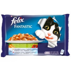 Felix Fantastic Wybór Mięs z Warzywami w galaretce saszetka 4x100g