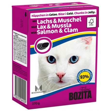 Bozita z Łososiem i małżami kawałki w galaretce kartonik 370g