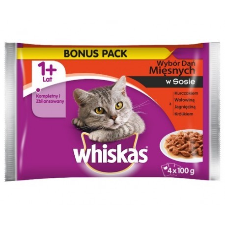 Whiskas Mięsne Dania sos saszetki 4x100g