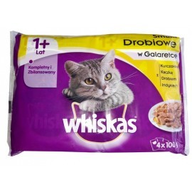 Whiskas Drobiowe Dania w galaretce saszetki 4x100g 3+1 gratis