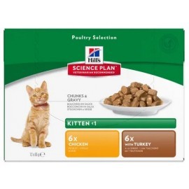Hill's Science plan Feline Kitten Multipack Kurczak + Indyk saszetki 12x85g