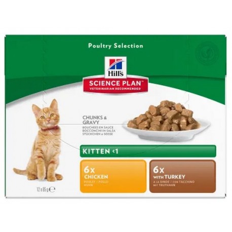 Hill's Science plan Feline Kitten Multipack Kurczak + Indyk saszetki 12x85g