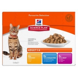 Hill's Science Plan Feline Adult Multipack Kurczak/Ryba oceaniczna/Wołowina saszetki 12x85g