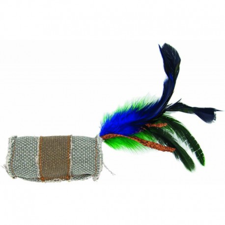 Barry King walec z piórkiem i sznurkiem z trawy z mocnego materiału szary/brązowy 4 x 9,5cm