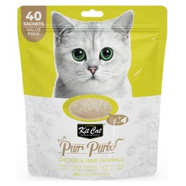 Kit Cat PurrPuree Chicken & Fiber Hairball 40x15g