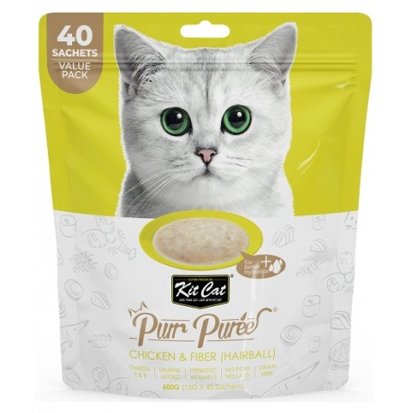 Kit Cat PurrPuree Chicken & Fiber Hairball 40x15g