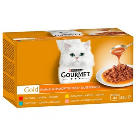 Gourmet Gold Mix Wołowina/Kurczak/Tuńczyk/Łosoś 4x85g