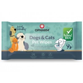 Opharm Dogs & Cats Pet Wipes - chusteczki nawilżane dla psa i kota 48szt